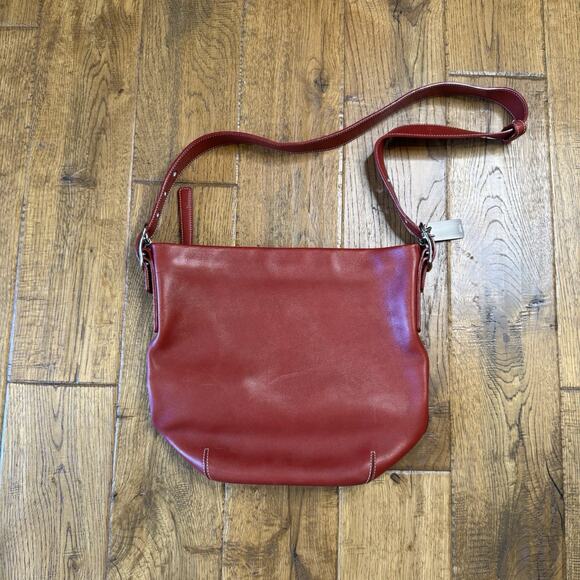 Vintage Authentic Coach 9058 Legacy Hobo Leather Shoulder Bag Red Purse - Picture 1 of 6
